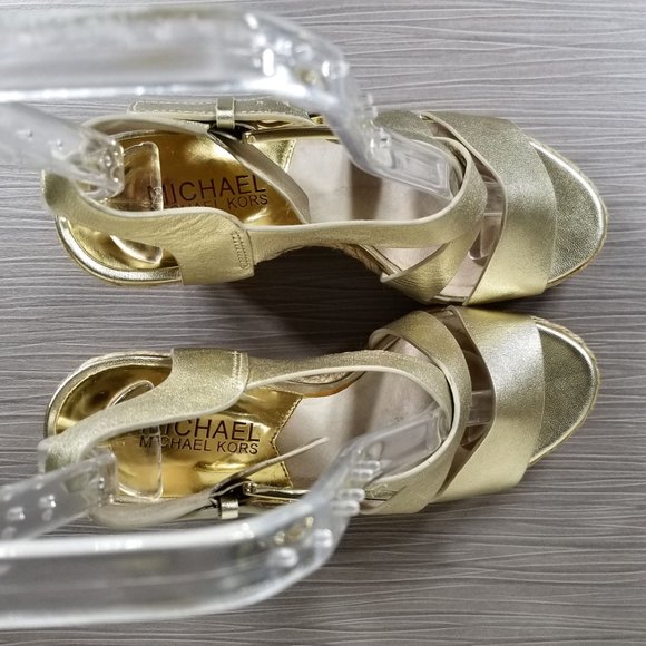 MICHAEL Kors Giovanna Platform Wedge Espadrille Sandals, Gold, Womens Size 5.5 M - Picture 10 of 14